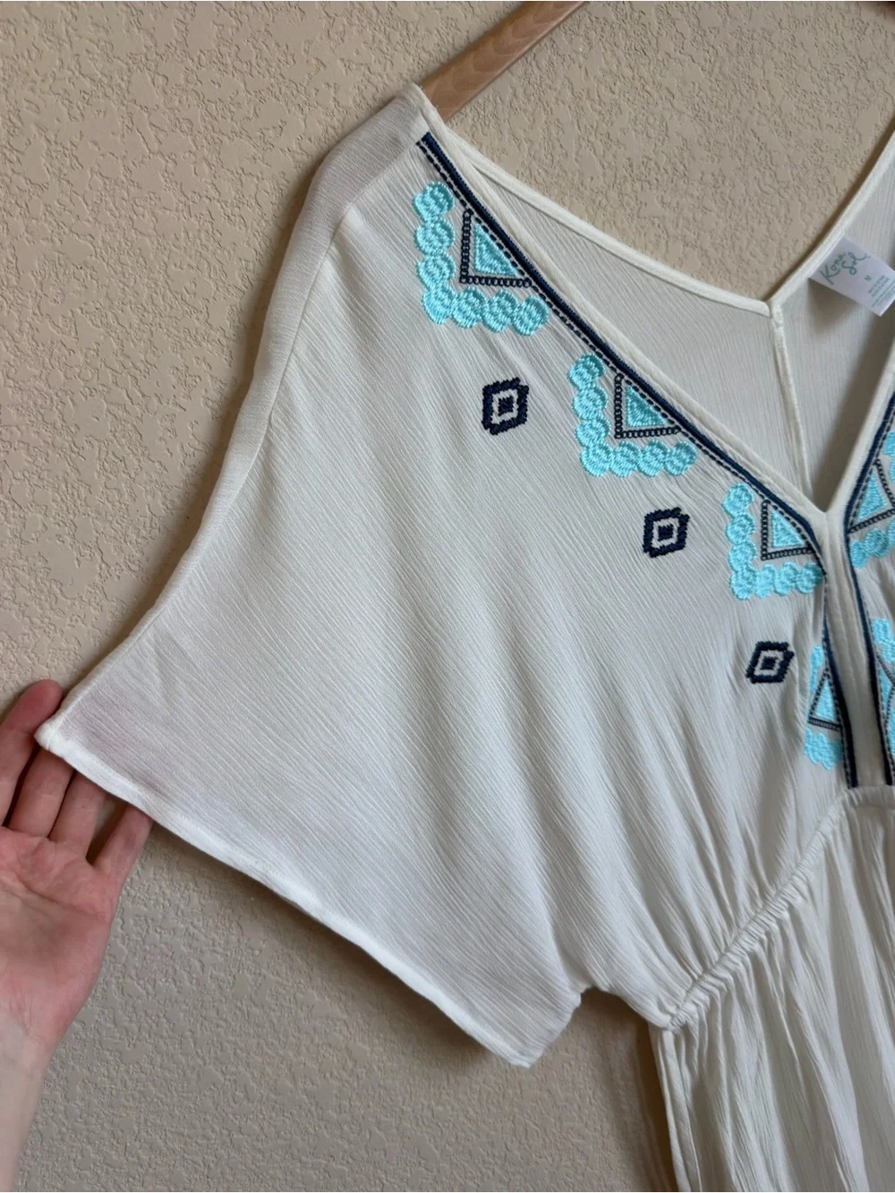 Kona Sol White Embroidered Tassel Swim Cover Up Dress Size M Boho Resort Wear - Picture 5 of 15